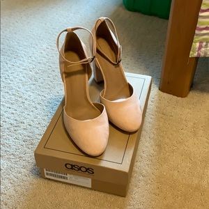 NEW Asos Neutral Pink Wide Fit High Block Heels